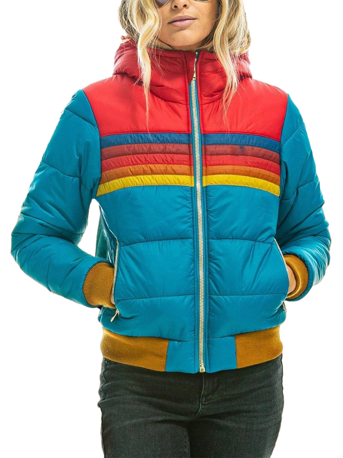 Women's Winter Puffer Jacket | Striped