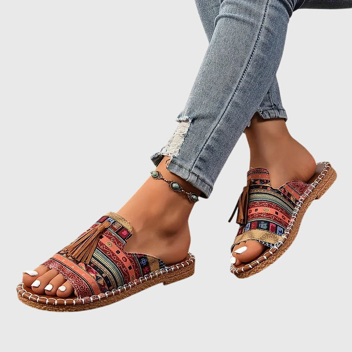 Women's Boho Tassel Detail Slide Sandals | Slip On