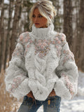 Women's Turtleneck Chunky Knit Sweater | Oversized