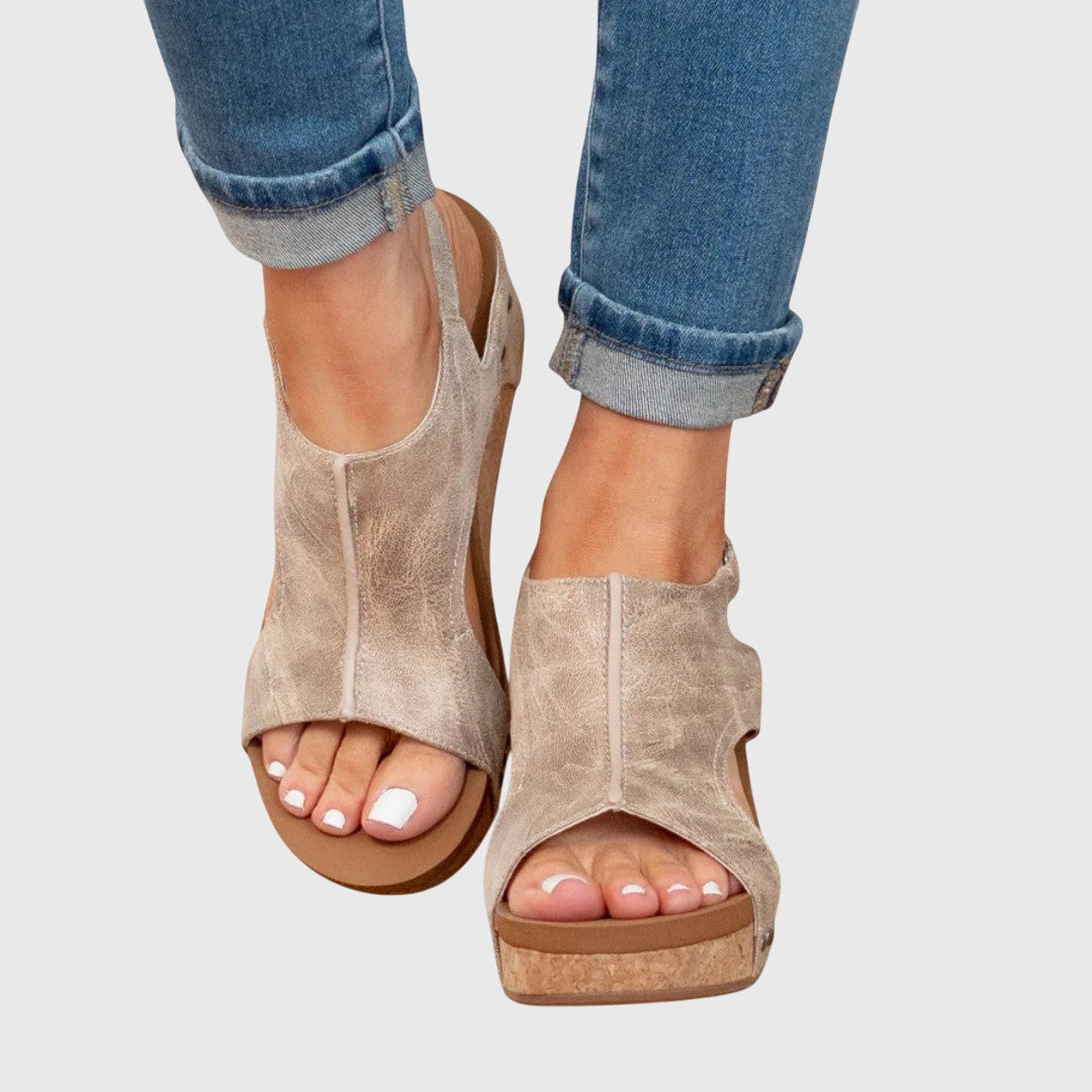 Women's Peep Toe Ankle Strap Sandals | Wedge