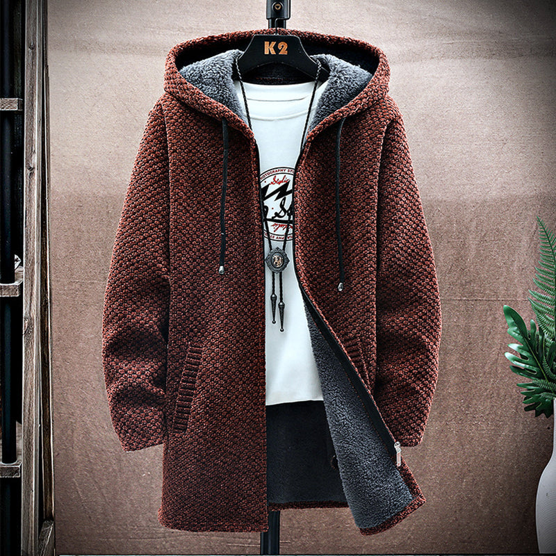 Men's Long Winter Zip Up Hooded Jacket | Oversized