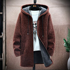 Men's Long Winter Zip Up Hooded Jacket | Oversized