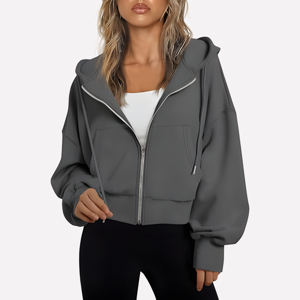 Women's Cropped Zip Up Hoodie | Oversized