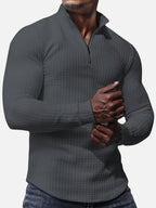 Men's Long Sleeve Quarter Zip Knit Sweater | Mock Neck