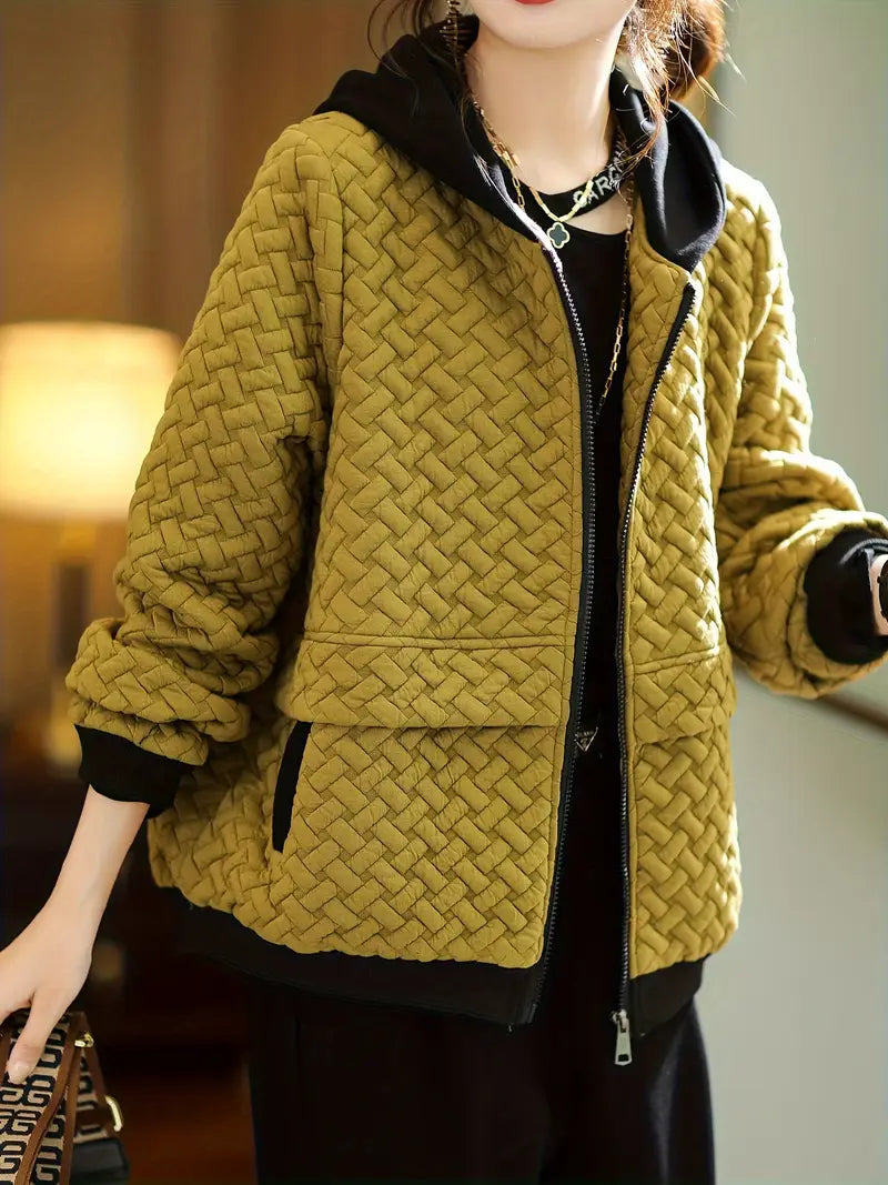 Women's Quilted Zip Up Winter Jacket | Hooded
