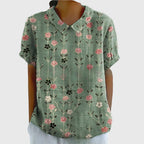 Women's Vintage Floral Peter Pan Collared Blouse | Short Sleeves