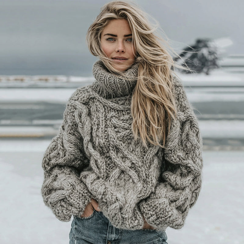 Women's Chunky Turtleneck Knit Sweater | Winter