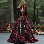 Women's Halloween Floral Long Sleeve Maxi Dress | Party