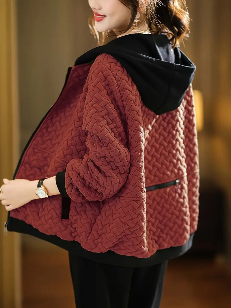 Women's Quilted Zip Up Winter Jacket | Hooded