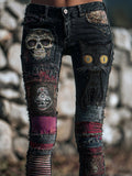 Women's Casual Vintage Slim Fit Black Pant | Halloween