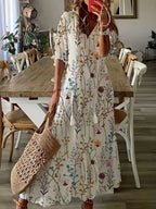 Women's Bohemian Ruffled Printed Dress | Maxi