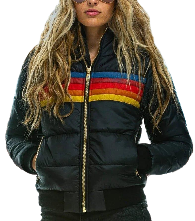 Women's Winter Puffer Jacket | Striped