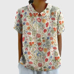 Women's Vintage Floral Peter Pan Collared Blouse | Short Sleeves