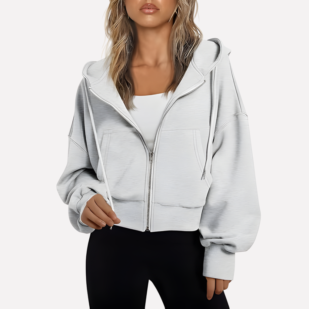 Women's Cropped Zip Up Hoodie | Oversized
