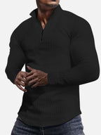 Men's Long Sleeve Quarter Zip Knit Sweater | Mock Neck