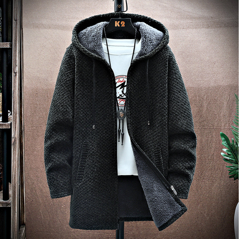 Men's Long Winter Zip Up Hooded Jacket | Oversized