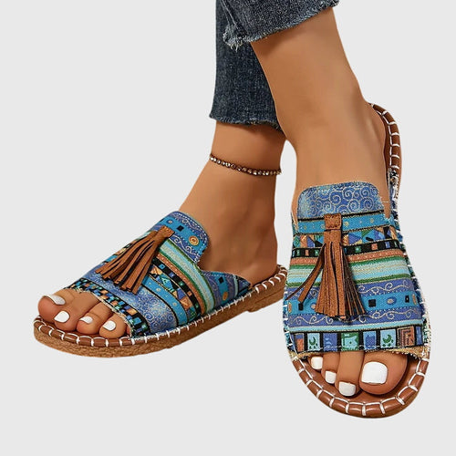 Women's Boho Tassel Detail Slide Sandals | Slip On