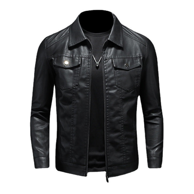 Men's Zip-Up Biker Jacket | Chest Pockets