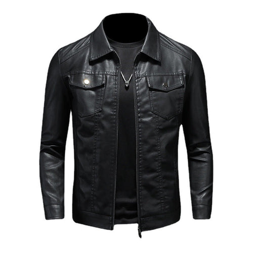 Men's Zip-Up Biker Jacket | Chest Pockets