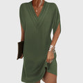 Women's Elegant Loose Fit V-Neck Dress | Mini