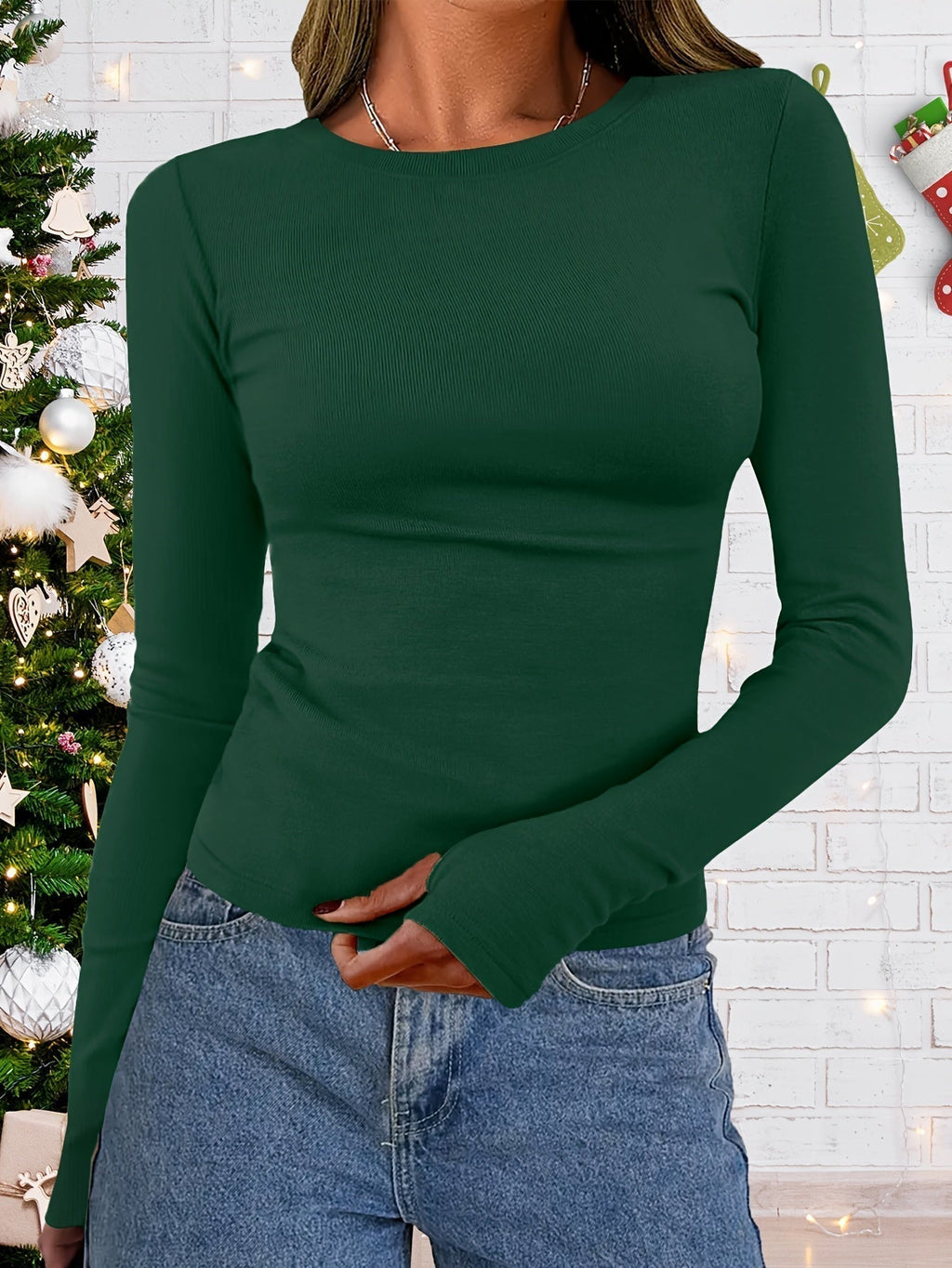 Women’s Slim Fit Casual Top | Crew Neck