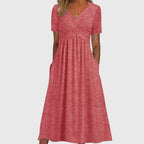 Women's Elegant Wedding Guest V-Neck Wrap Style Dress | Midi