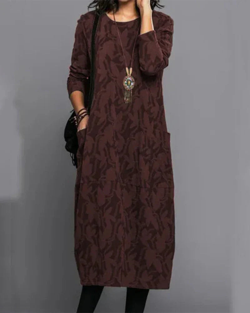 Women's Long Sleeves Pocket Dress | Midi