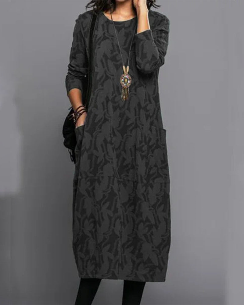 Women's Long Sleeves Pocket Dress | Midi