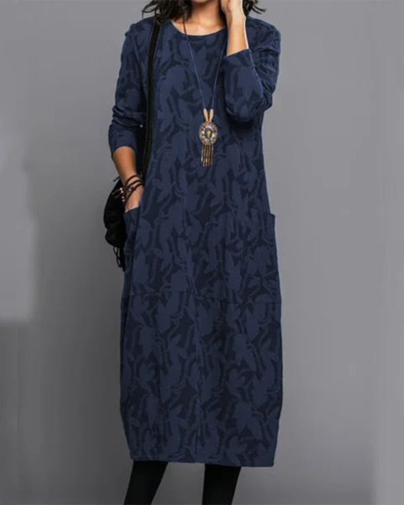 Women's Long Sleeves Pocket Dress | Midi