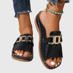 Women's Casual Buckle Detail Open Toe Sandals | Slip On