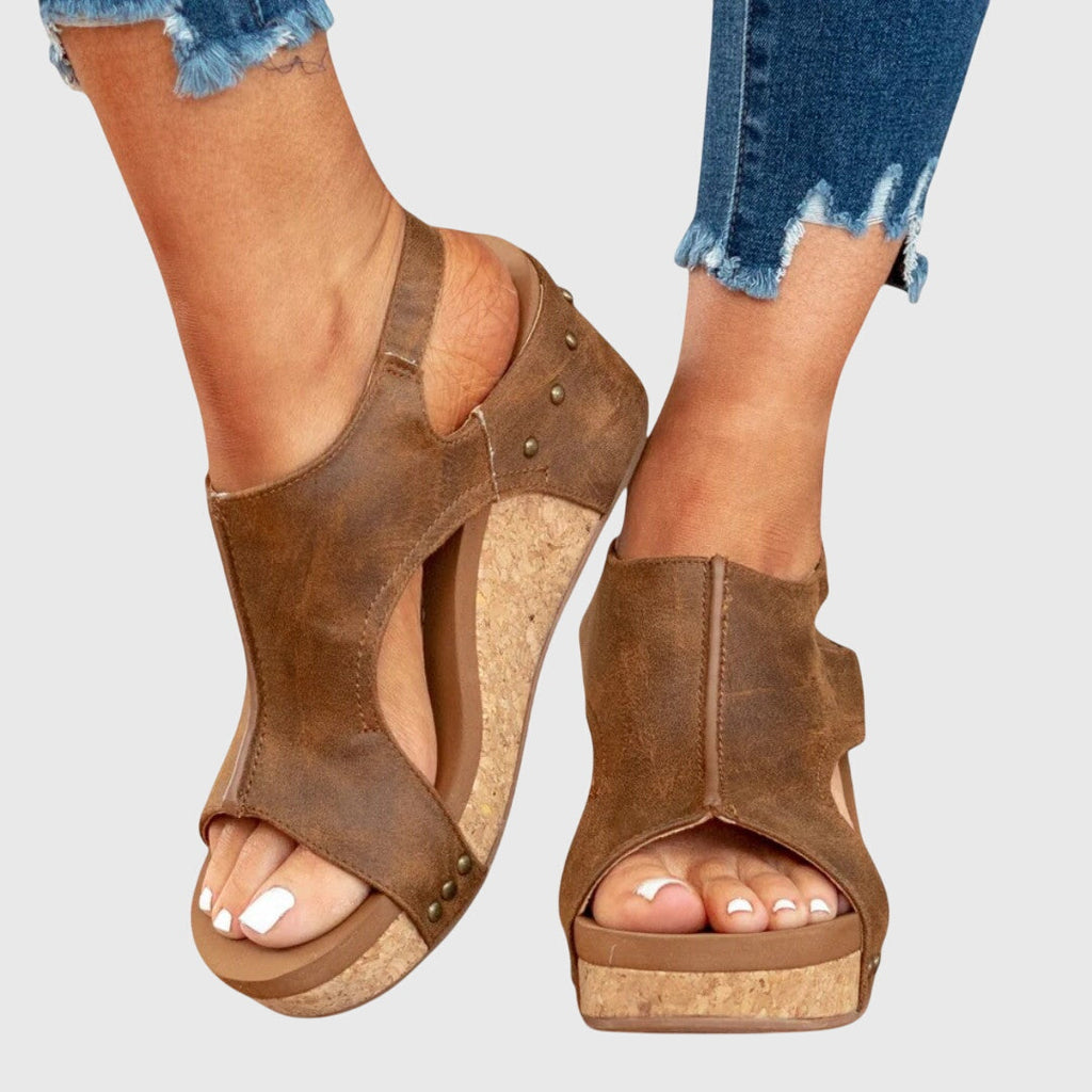 Women's Peep Toe Ankle Strap Sandals | Wedge