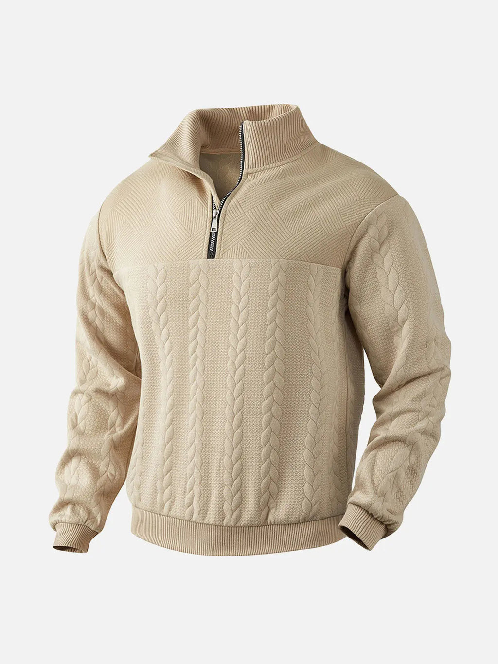 Men's Winter Long Sleeve Knit Sweater | Quarter Zip