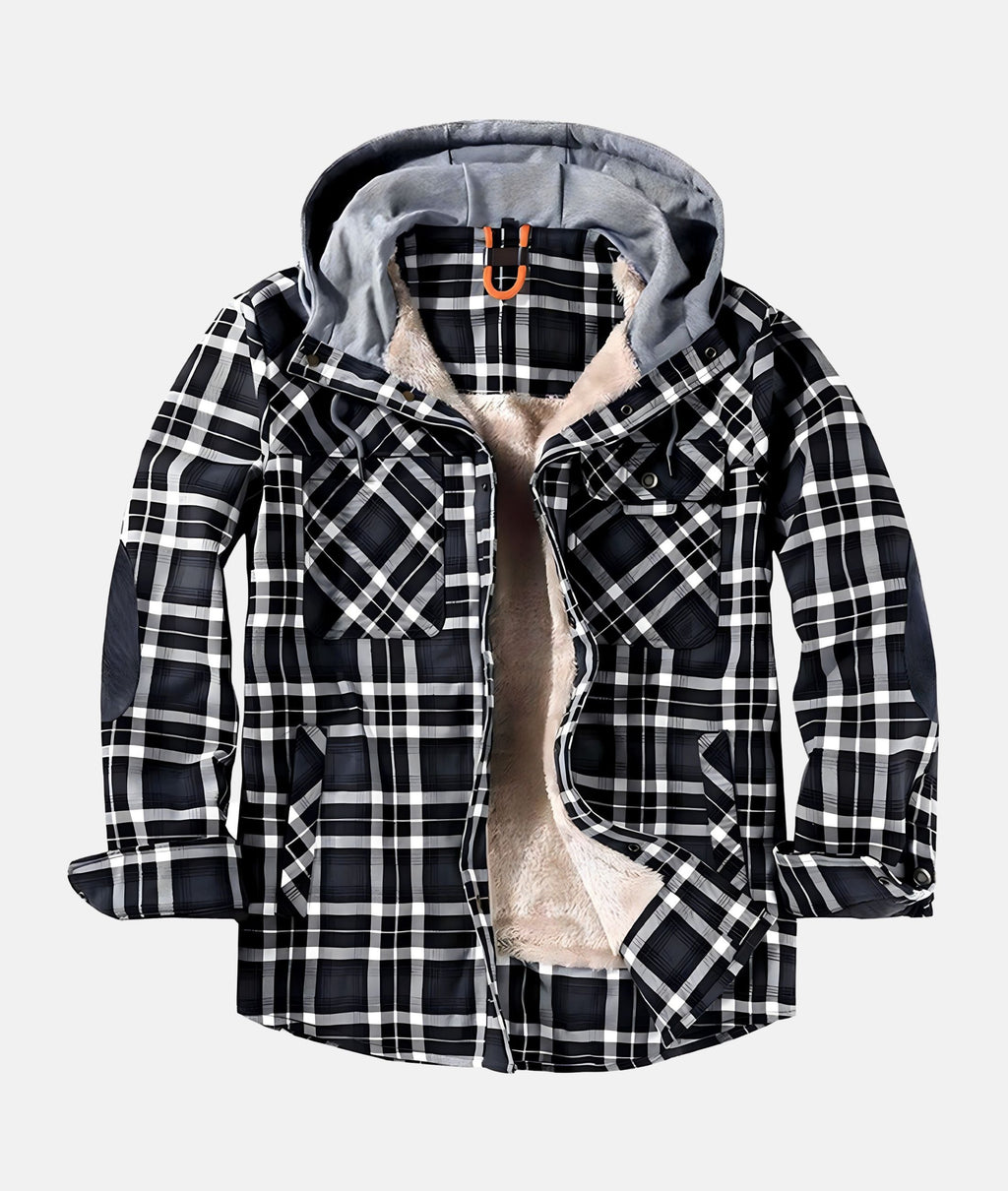 Men's Hooded Winter Shirt Jacket | Plaid