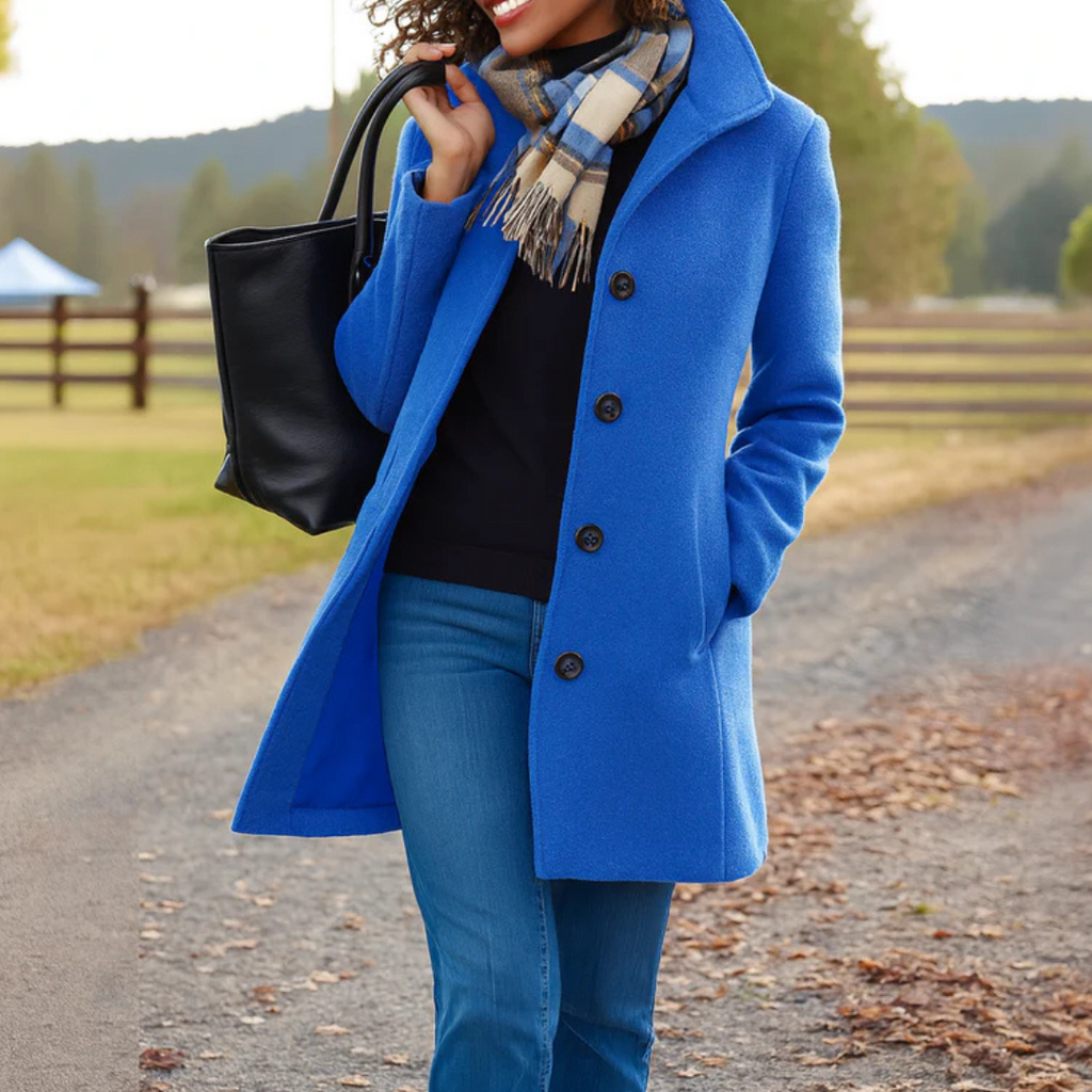 Women's Long Pockets Winter Coat | Button