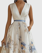 Women's Elegant Wedding Guest Pleated Dress | Maxi