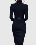 Women's Tailored Formal Belted Dress | Midi