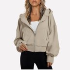 Women's Cropped Zip Up Hoodie | Oversized