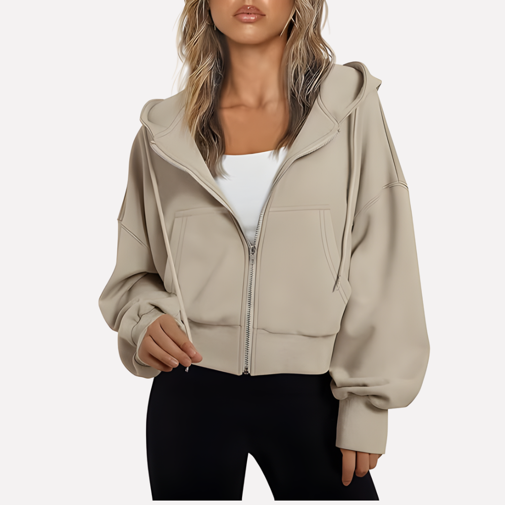 Women's Cropped Zip Up Hoodie | Oversized