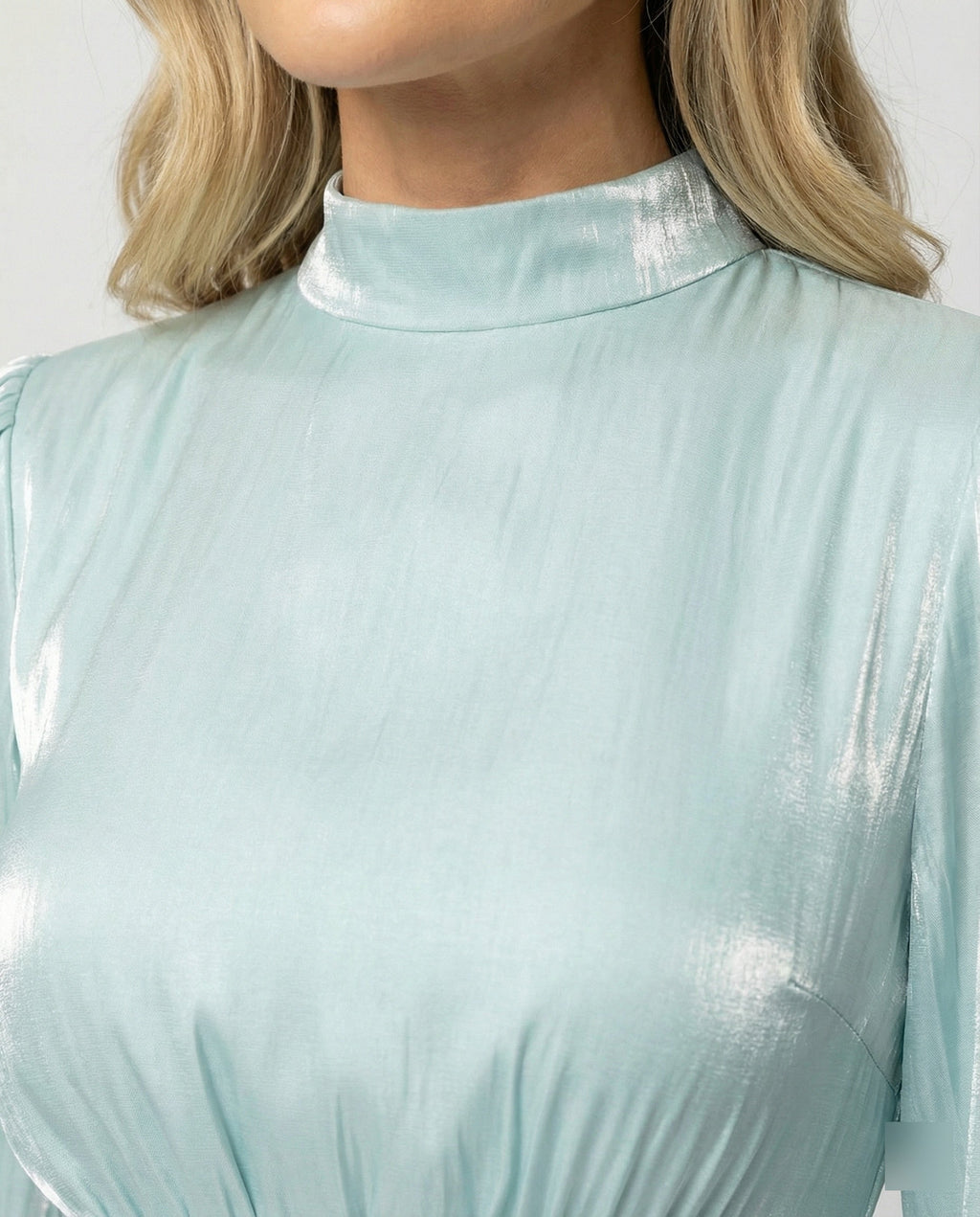 Women's Elegant Pleated Balloon-Sleeve Dress | Maxi