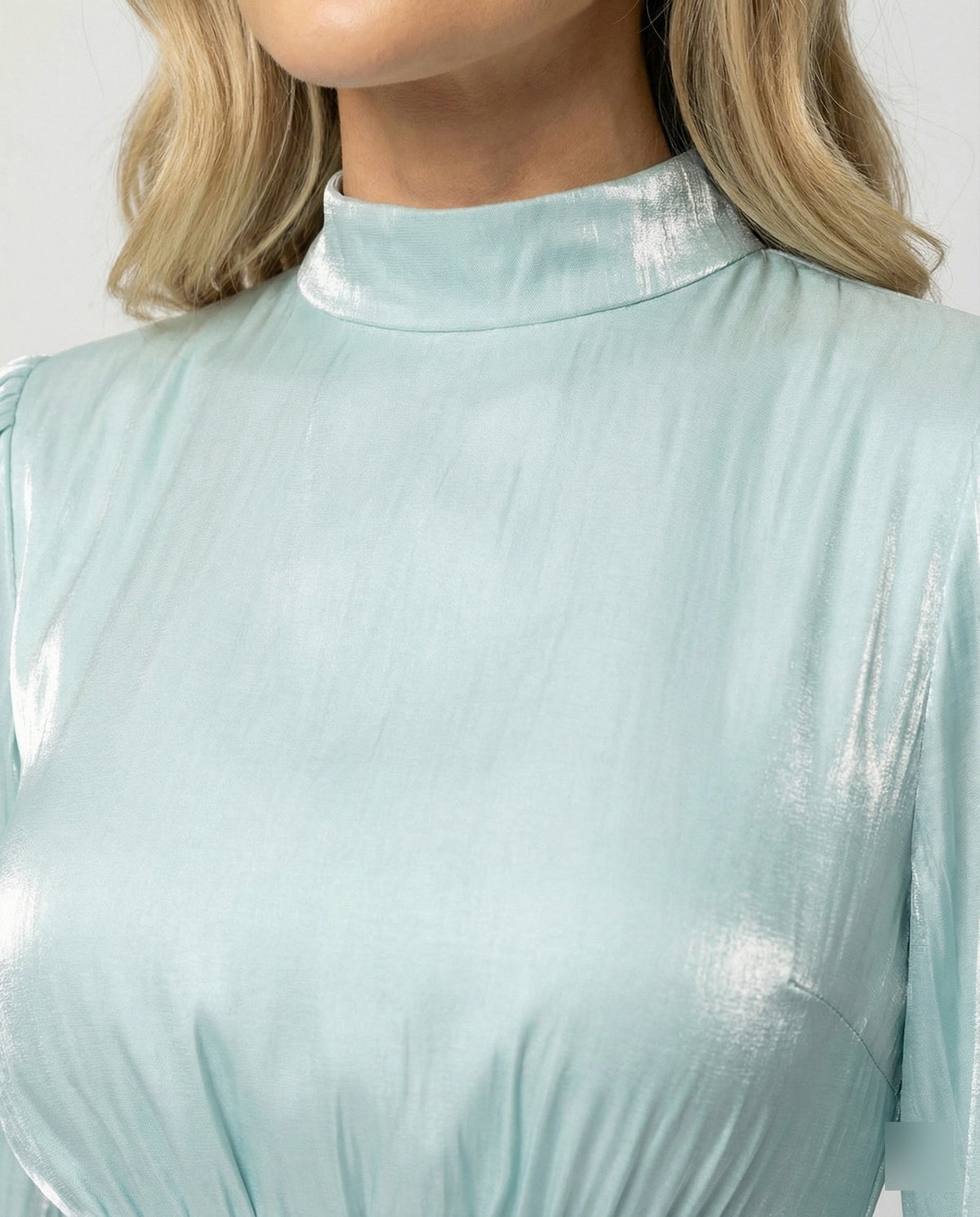 Women's Elegant Pleated Balloon-Sleeve Dress | Maxi