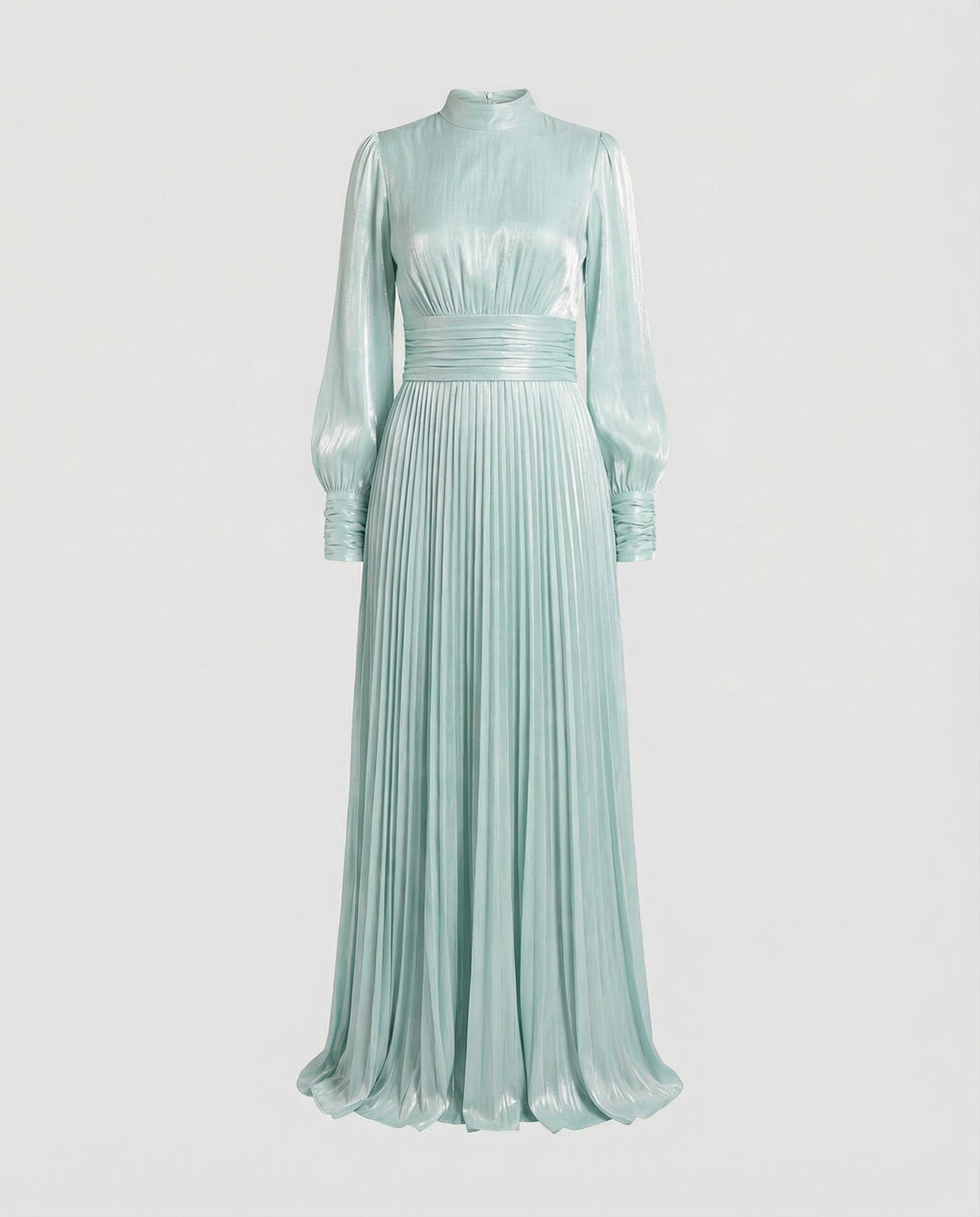 Women's Elegant Pleated Balloon-Sleeve Dress | Maxi