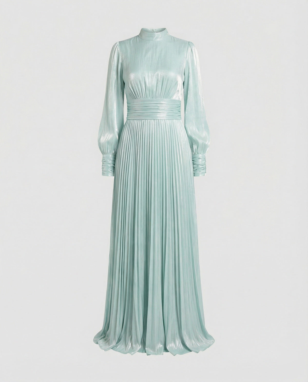 Women's Elegant Pleated Balloon-Sleeve Dress | Maxi