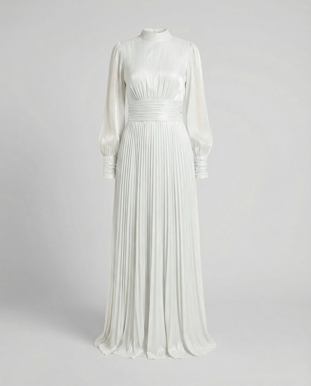 Women's Elegant Pleated Balloon-Sleeve Dress | Maxi