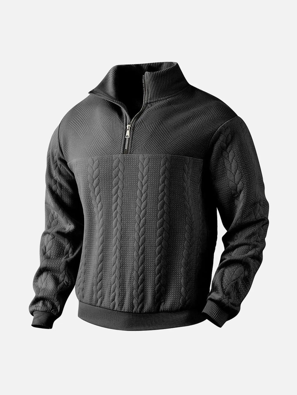 Men's Winter Long Sleeve Knit Sweater | Quarter Zip