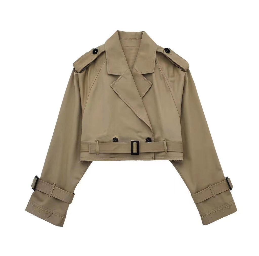 Women's Belted Cropped Trench Jacket | Winter
