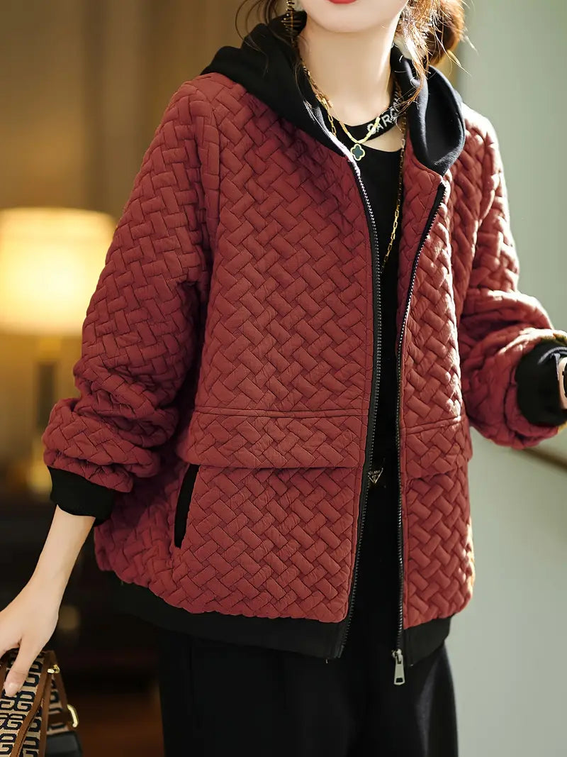 Women's Quilted Zip Up Winter Jacket | Hooded