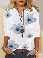 Women's Floral Print Shirt | 3/4 Sleeves