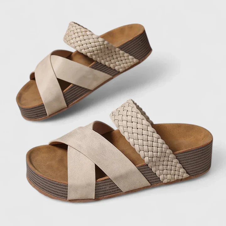 Women's Boho Thick Sole Strappy Slide Sandals | Slip On