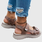 Women's Cutout Hook and Loop Sandals | Ankle Strap