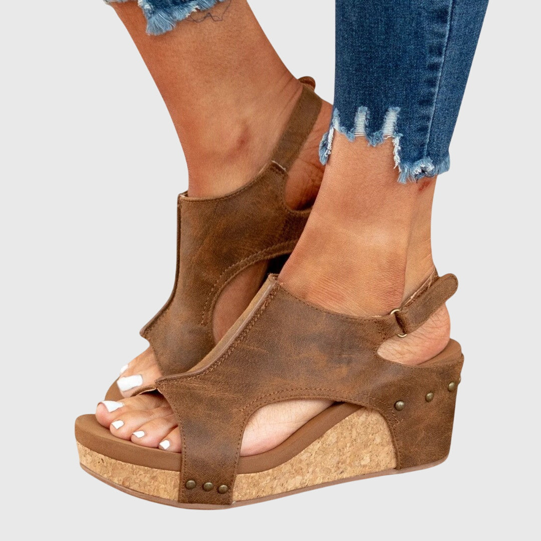 Women's Peep Toe Ankle Strap Sandals | Wedge
